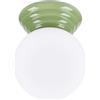 SOLLUX lighting Plafoniera Lampada da Soffitto - Faretto da Soffitto Ceramica Smaltata Vetro - 1 Paralume - Lampada LED Lampadina - Verde Zori