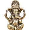PIGPIGFLY Mini Figurina Ganesha in Ottone Massiccio 4,7 cm x 3,7 cm, Simbolo Indù di Felicità e Prosperità