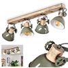 hofstein Plafoniera Orny, spot da soffitto a 4 luci in legno e metallo in verde, lampada da interno in stile industriale/vintage, 4 x E27, le teste delle lampade sono regolabili, senza lampadina/e