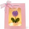 ENERGY GROUP Tulipano Crochet con Luci LED e Borsa Regalo con Fiocco - Idea Regalo San Valentino, Festa della Mamma -Compleanno- Decorazione (Viola)