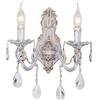 VR VETRINEINRETE Vetrineinrete® Applique candelabro doppio con pendenti a gocce di cristallo in acrilico stile retrò attacco E14 bianco oro arredo casa