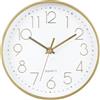 jomparis Orologio da parete moderno, senza ticchettio, con cifre 3D, facile da leggere, per soggiorno, camera dei bambini, cucina, ufficio (oro)