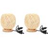 Bcowtte 2X Lampada da Tavolo Nel Rattan di Bambù Lampada da Comodino Nel Stile Giapponese Lampada da Scrivania Camera da Letto Decorazione DIY Spina Europea