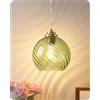 EDISHINE Lampada Sospensione Vetro Ondulato, Verde Menta, Regolabile 1,5 m | Vetro Soffiato A Mano, Attacco E27, LED 2700 K Inclusa, Lampada A Sospensione per Cucina, Sala da Pranzo, Stile Nordico
