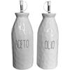 MECSAL CASALINGHI Set Bottiglie Olio Aceto, Dosatori Condimento, Tappo Salvagoccia, Menage Cucina, in Ceramica Effetto Martellato
