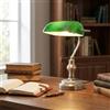 B·LED BARCELONA LED BARCELONA LED Lampada da Tavolo Banquero Vintage E27 Paralume in Vetro Verde Base in Metallo Nichel Stile Classico Retrò Industriale Lampada da Scrivania Orientabile per Ufficio Biblioteca Elegante