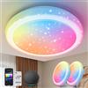 Aigostar Mesh - Plafoniera Led Soffitto Intelligente Bluetooth Mesh, Ø50CM, 36W, 3960LM, Plafoniera Alexa, 3000K-6500K e RGB, Plafoniere da Soffitto per Soggiorno, Camera da Letto, 2 Unità