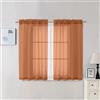 Chyhomenyc Tende trasparenti arancioni, lunghe 114 cm, 2 pannelli, con tasca per bastone, in voile, per soggiorno, camera da letto, finestre piccole, 106 x 114 cm