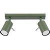 SOLLUX lighting Lampada Da Soffitto Orientabile Faretto Da Soffitto Di Acciaio 2 Paralumi 30 x 6 x 17 cm Verde Oliva Ring