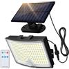 Adiding Luci solari per esterni, 3500 lm, 202 LED, luci di inondazione a energia solare, con sensore di movimento, 3 modalità, cavo da 5 m, telecomando, luci solari per esterni, impermeabili, per
