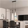 Lanekd Lampadario LED Lampada a Sospensione Cucina Tavolo da Pranzo Plafoniera Dimmerabile Con Telecomando Lampadari a Soffitto Moderna Height Adjustable Sala da Pranzo Ufficio Soggiorno Lampade Nero L150cm