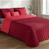 Generico Copriletto Singolo Trapuntato Design Double Face con Motivo ad Onda, Trapuntino Singolo Made in Italy per la Mezza Stagione da 100 gr/mq per Primavera ed Autunno (Bordeaux/Rosso)