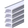 A2ZWORLD 8 Metri di Profilato Alluminio Per Striscia Led, Completo Di Copertura Tappi e Gancio, 4 Kit da 2 Metri Incasso Per Cartongesso Larga Interno 18.5mm (26X10mm)