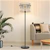 Lichtmaler Lampada Da Terra in Vetro Nero Lampada da Terra Per Soggiorno | con Attacco E27 e Interruttore a Pedale, Lampada da Lettura Moderna per Camere da Letto, Camerette e Uffici