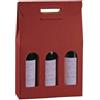 carta Confezione da 5 scatole per 3 bottiglie di vino verticali modello bordolese, robuste borgognotte in cartone accoppiato e manico esterno 27 x 9 x 38,5 h bordeaux