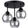SOLLUX lighting Plafoniera da interno LED E27 3 luci acciaio vetro 35x35x35 cm nera, ALINO 3