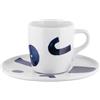 Alessi Itsumo - Yunoki ware NF08/76S - Set di Tazza da Caffè di Design, con Sottotazza, Estetica Minimale, in Porcellana Bianca con Decoro Samiro Yunoki, Diametro 12.5 cm