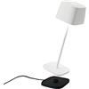 Zafferano, Lampada Ofelia, Lampada da Tavolo Ricaricabile e Senza Fili con Controllo Touch, Utilizzabile anche come Lampada da Esterni, Dimmer, 2200-3000 K, Altezza 29 cm, Colore Bianco