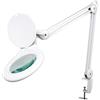 Velleman Lampada con lente e morsetto, 22 W con braccio orientabile, ingrandimento 3x, lente in vetro 8 diottrie 120 mm, per lettura, diamond painting, hobby e lavori di precisione, bianca