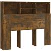 vidaXL Testiera con Scomparti Rovere Fumo 120x19x103,5 cm