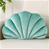 XIAIJIA - Cuscino decorativo 3D a forma di conchiglia, in morbido velluto, decorazione per divano e letto (verde, 35 x 28 cm)