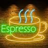 Ulalaza Insegna a LED Coffee Bar Insegne al neon Luci a LED per caffè Lampade da notte decorative da parete per vino Decorazione per feste Luce USB Luminosità regolabile