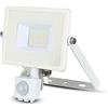 V-TAC Faro LED Chip Samsung 20W con Sensore di Movimento e Crepuscolare e Interruttore Manuale di Bloccaggio Colore Bianco 3000K IP65