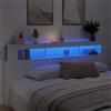 IKAYAA Testiera Letto Matrimoniale con LED Testiera Letto Matrimoniale Legno 220 cm Testiera con Contenitore Testiera Letto con Scomparti -Bianco-220 x 103.5 cm