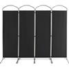 LIFEZEAL Divisorio a 4/6 Pannelli, Separè per Interno, Esterno, Paravento Mobile, Pieghevole, Parete Divisoria, Telaio in Metallo, con Ruote, Protezione di Privacy (nero, 4 pannelli | 221x188cm)