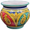 Sicilia Bedda - VASO IN CERAMICA SICILIANA - Prodotto Artigianale di Alta Qualità - Altezza 14 CM Diametro 15 Cm (Maioliche Blu Rosse e Verdi)