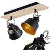 hofstein Lampada da soffitto Safari, lampada da soffitto moderna in metallo/legno in nero/cromo/oro/marrone chiaro, luce dal design retrò/vintage con paralume regolabile. Effetto luce, 2x E14, senza lampadina