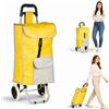 BAKAJI Carrello spesa Trolley porta tutto ZEUS con Vano Termico e Tasca Esterna Portaoggetti, Carrellino Portaspesa con Borsa Termica Integrata e Ruote Silenziose in EVA, 35 x 30 x 90 cm, (Giallo)