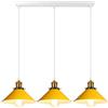 iDEGU 3 Luci Lampada a Sospensione Retrò, 22cm Vintage Lampadario a Sospensione in Metallo E27 Plafoniera Stile Scandinavo Lampade da Soffitto per Cucina Caffè Sala da Pranzo Cameretta (Giallo)