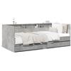 Festnight Struttura Letto con Cassetti, Divano Letto con Cassetti，Letto Contenitore, Letto Singolo, Divano Letto Singolo in Legno Multistrato Grigio Cemento 75x190 cm