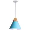 WOTTES Lampada a Sospensione Moderna 22cm Plafoniera in Legno Regolabile in Altezza Lampada da Soffitto in Metallo per Cucina, Soggiorno, Sala da Pranzo, Camera da Letto, E27 (Azzurro)