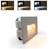 Partenopea Faretto segnapassi da esterno lampada da muro IP65 LED 5W incasso scatola cassetta 503 scale giardino viale gradini CCT 3 Tonalità selezionabilI luce fredda calda Naturale (Grigio)
