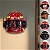 Collienght Orologio a tema personalizzato con casco da pompiere con stampa piatta 2D per camera da letto, soggiorno, club, ufficio, tema fuoco personalizzato, maschera da pompiere, orologio creativo, arte da
