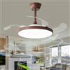 Caufloce Lampadario Con Ventilatore Da Soffitto Invisibile, Pale Retrattile Lampadario Con Ventola Dimmerabile Moderno, Plafoniera Ventilatore Reversibile Salotto Camera Per Bambini-Faux woodgrain||95cm