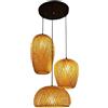 JIAODIE Lampada A Sospensione Rustica in Rattan Fattoria Lampada A Sospensione in bambù 3 Luci Paralume in Vimini Cesto Intrecciato Lampadario Soggiorno Bar Sala da Pranzo Illuminazione