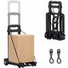 KOMBO - Carrello Portatutto Pieghevole con Fermacarico 30 kg - Compatto e Richiudibile, 2 Ruote in Gomma 7,5 cm, Funi Elastiche Incluse, Ideale per Pacchi, Zaini e Oggetti Lunghi