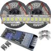 Mondo Strisce Led: Kit da 10 metri di Strip Led 240W (2 Bobine da 5mt + 1 Trasformatore da 300W Slim), Altissima Luminosità 20.000Lumen 2400Led 24V Bianco Naturale 4500k Striscia SMD2835 ip20