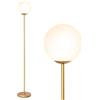 COSTWAY Lampada da Terra 60W, Lampada da Stelo 165 cm con Paralume in Vetro e Base Pesante, Interruttore a Pedale, Piantana da Terra Design per Soggiorno e Camera da Letto