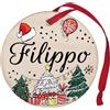 Corredino Neonato Pallina di Natale Personalizzata con Nome Filippo, Decorazione Natalizia in legno 100% Italiana, cerchietto albero natale da 8 cm (legno, Filippo)