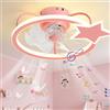 LASANYA Ventilatore da Soffitto Moderno Bambino Stella con Luce E Telecomando, Lampadario con Ventilatore Intelligente Bluetooth per Camera Bambini, Plafoniera con Ventilatore Silenzioso-Rosa