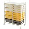 GIANTEX Carrelli Porta Oggetti, con 10+5 Cassetti Impilabili, 2 Ruote Bloccabili, Braccioli Metallici, Portabile e Pratico, per Ufficio, Studio, Cucina,Bagno, 5 Colori Disponibili, 62,5x37x87 cm