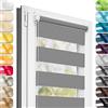 Estika Tenda a rullo giorno e notte senza forare - 35 x 120 cm - Grigio scuro - per interni, tessuto a doppio strato, semi-trasparente, fissaggio a morsetto (Klemmfix), protezione solare