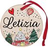 Corredino Neonato Pallina di Natale Personalizzata con Nome Letizia, Decorazione Natalizia in legno 100% Italiana, cerchietto albero natale da 8 cm (legno, Letizia)