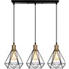 FanXus Illuminazione a sospensione industriale a 3 luci Lampadari a sospensione orientabili Lampadario vintage da fattoria con gabbia in metallo per cucina ad isola Soggiorno Negozio e bar Nero Made in China