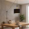 B·LED BARCELONA LED BARCELONA LED Lampada a Sospensione Grande CLASS Nera in Plastica con Dettagli in Legno, Lampadario da Soffitto Classico Moderno Vintage di Lusso E27 per Soggiorno Cucina