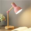ChaoZan Lampada da tavolo Lampada da lettura a LED dal design classico in legno,con bracci girevoli in legno,E27,lampada da studio, lampada da lavoro,lampada da ufficio,lampada da comodino, rosa